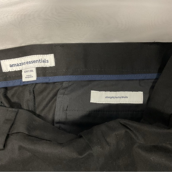 NWT Amazon Essentials Men's Straight-Fit 32 x 30 Black Flat-Front Chino Pants - Picture 6 of 12